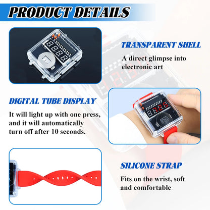 DIY Electronic Watch Kit Creative LED Digital Display 3V Transparent Case Practical Welding DIY Electronic Kit