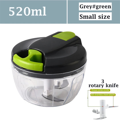 520ml/900ml Manual Food Processor Vegetable Chopper Hand Pull Mincer Blender Mixer For Garlic Fruits Nuts Onions Peppers Chopper