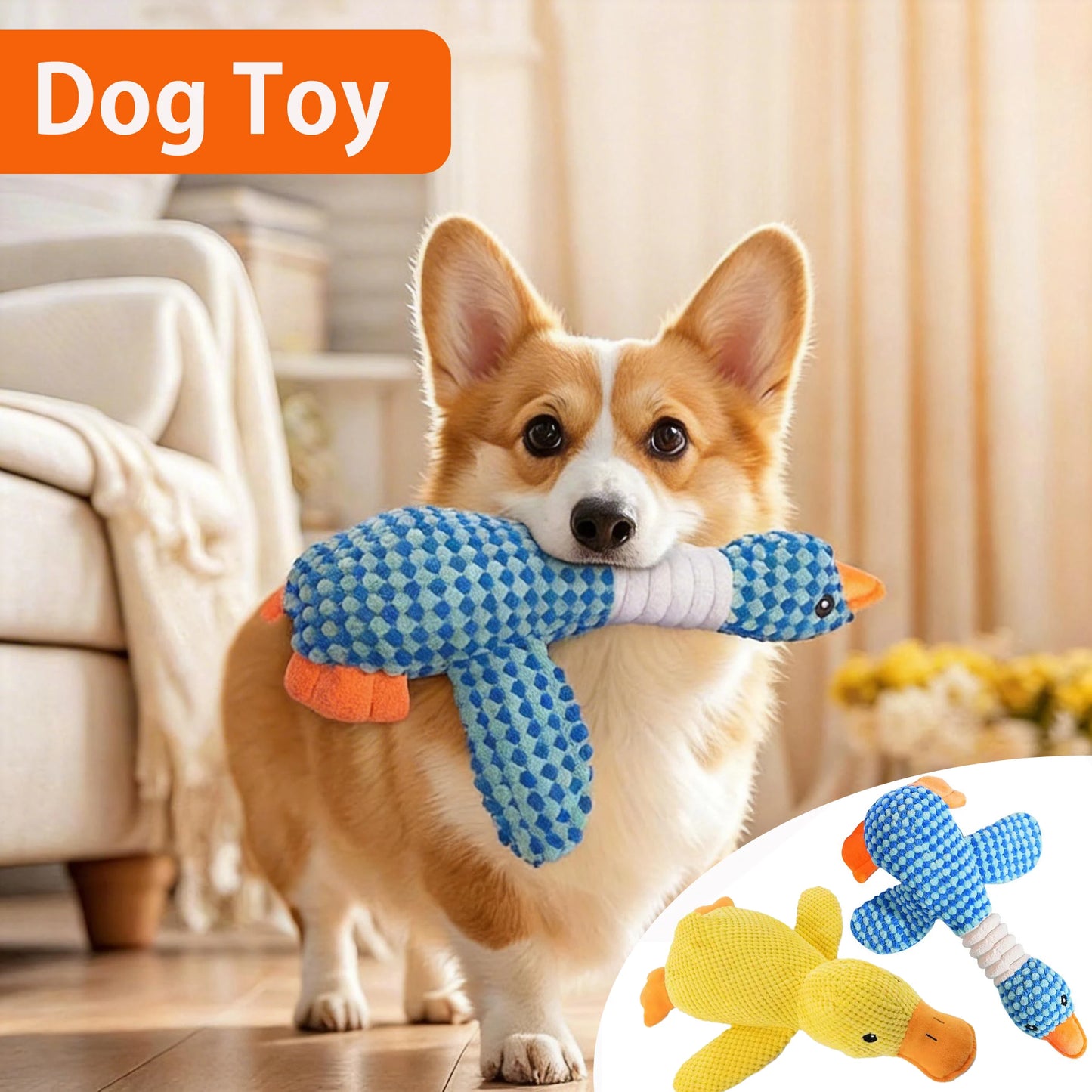 New Dog Toy Plush Blue Goose Pet Teddy Puppy Large Dogs Toys Duck Tough Bite Chew Plush Sound Toy Relieve Boredom Pet Supplies
