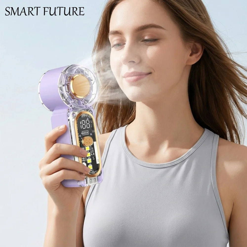 Portable 100 Gear Adjuatable Handheld Fan USB Rechargeable High Speed Pocket Fan with Led Light Mini Electric Fan Summer Use