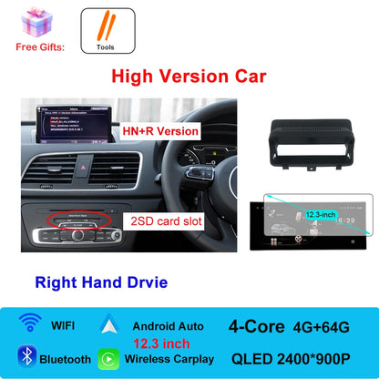 Car Radio Navigation GPS Multimedia Video Player Tools For Audi O3 2013-2018 Right Hand Drvie Android 16 Auto Carplay 12.3"
