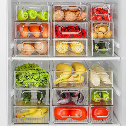 1-3PC Refrigerator Organizers Bins With Handle Plastic Pantry  Refrigerator Crisper Pantry Kitchen Food Freezer Tool Storage Box