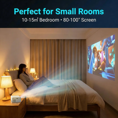 Mini Projector Supports 1080p, USB Power Supply, Outdoor Movies, High Contrast, 30-100 Inch Display, and Supports HDMI Input