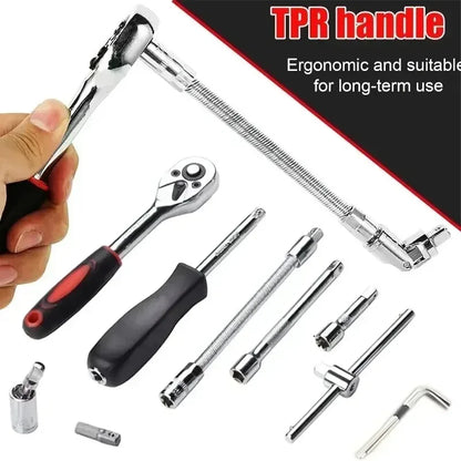 New 46-piece Socket Wrench Toolbox Auto Repair Team Wrench Socket Wrench Ratchet Wrench Set Home