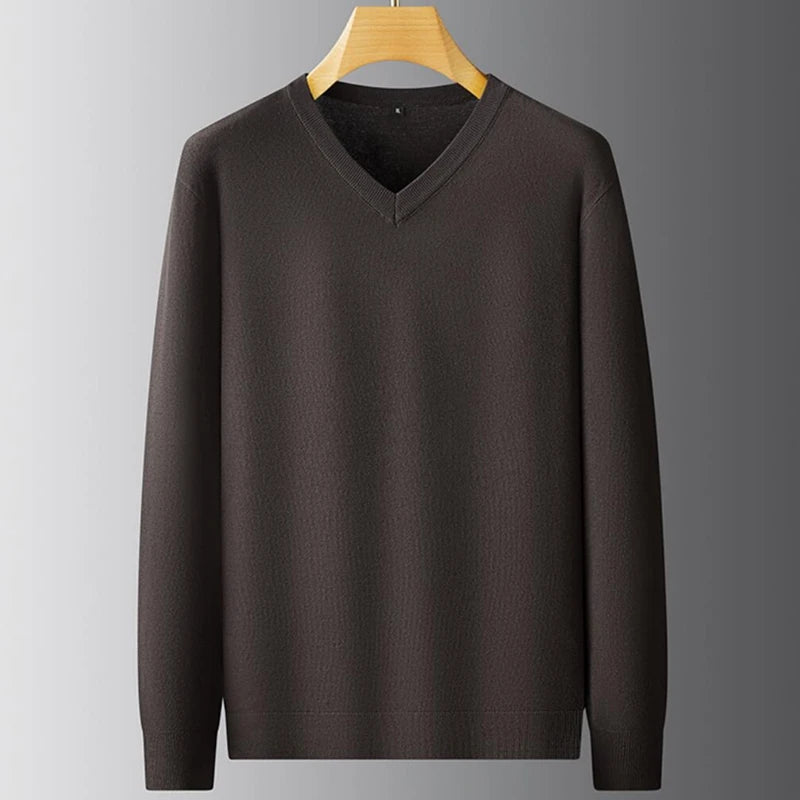 8XL 7XL 6XL 2024 New Autumn Winter High End Business V-Neck Sweater Men Soft Warm Cashmere Pullover Casual Loose Mens Sweaters