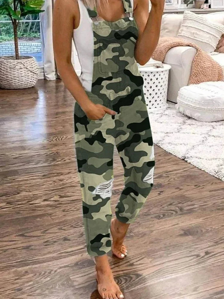 Lugentolo Women Overalls New Sport Jeans Fashion Ripped Denim Female Large Size Mid-rise Straight-leg Trousers Do Old 5XL