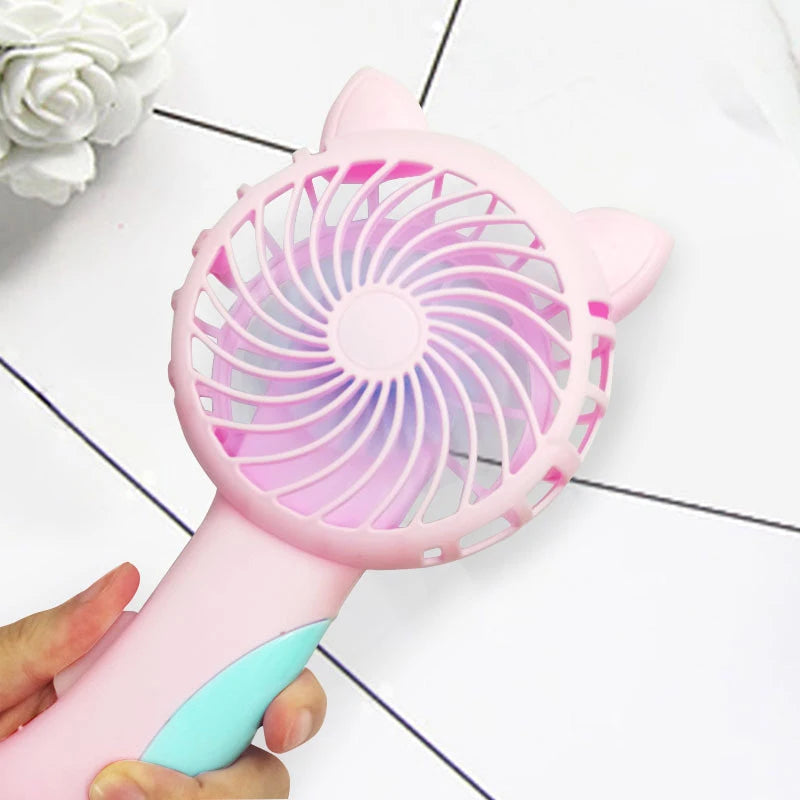 3-color Portable Handheld Fan, Hand Pressed Fan, Mini Portable Fan, Battery Free, Cute Home Fan, Cooling Cartoon Handheld Fan