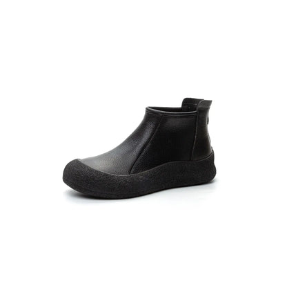Women's Boots Autumn Winter New Flat-bottomed Round Head Casual Retro Soft-soled Soft-faced Ankle Boots Women's Large-size41-43