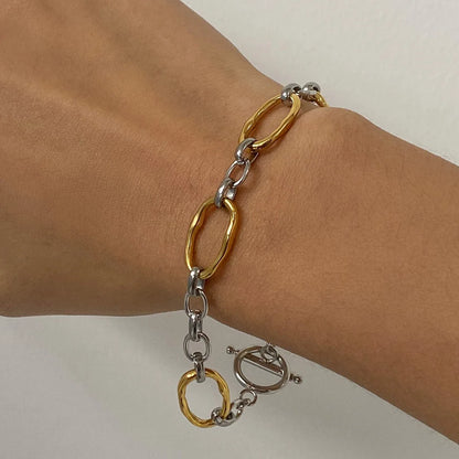 Yori Minimalist Stainless Steel Geometric Chic Bracelet Waterproof Metal 18K Gold Plated Simple Daily High Quality Jewelry Gift