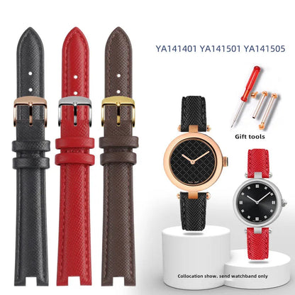 12mm 14mm For Gucci YA141401 YA141404 YA141505 Soft Cowhide Genuine Leather watchband GC women's watch strap Pink red bracelet