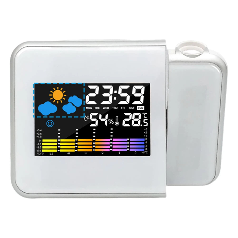 Projection Clock Digital LED Projector with Night Backlight for Home Living Room Bedroom Desk Table Thermometer Hygrometer