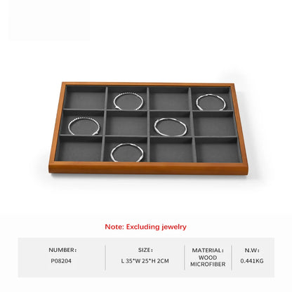 Oirlv Gray Wooden Jewelry Tray  Jewelry Display Viewing Plate Ring Pendant Bracelet Storage Plate Display Tray Jewelry Organizer