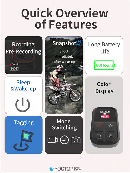 Action Camera Waterproof Bluetooth Remote Control for Insta360 X5/X4/X3/GO3S/AcePro2 With LCD Screen Display Camera Controller