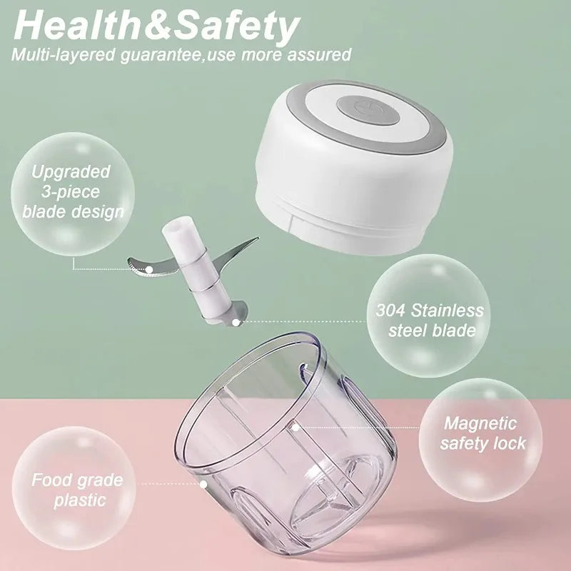250/100ML Electric Kitchen Food Chopper Mini USB Food Crusher Portable Meat Grinder Vegetable Chopper For Kitchen Household