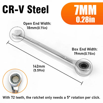 72-Tooth Ratchet Wrench 6-17mm Dual-Use Reversible Open-End Mechanism for Automotive & Bicycle Repair