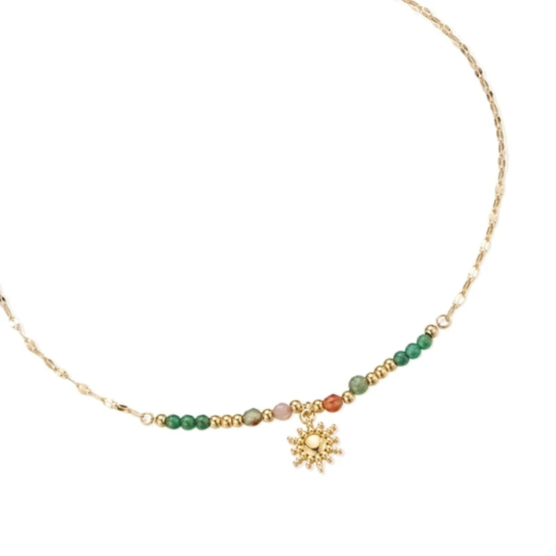 2023 New Fashion Metal Chain Necklace Vibrant Colored Beads Necklace Necklace