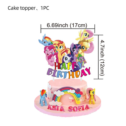 My Little Pony themed children's birthday party supplies, girls' first birthday tablecloth, tableware, paper cups, flag-raising