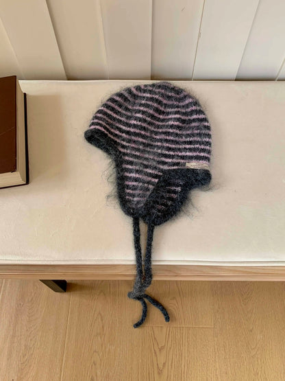 2025 new Fashion Knitted Hat Women Autumn Winter Skullies Beanies Ladies Colorful Earflap Cap Female Handmade Tassels Beanie Hat
