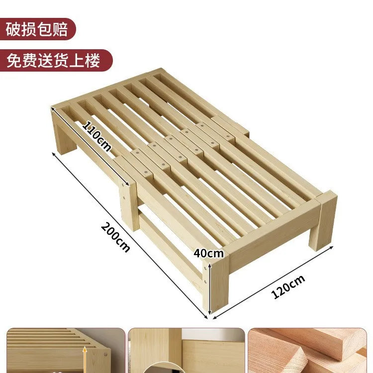 Solid wood telescopic bed pull-out bed small apartment living room tatami people simple push-pull bed dual-purpose stacked sofa