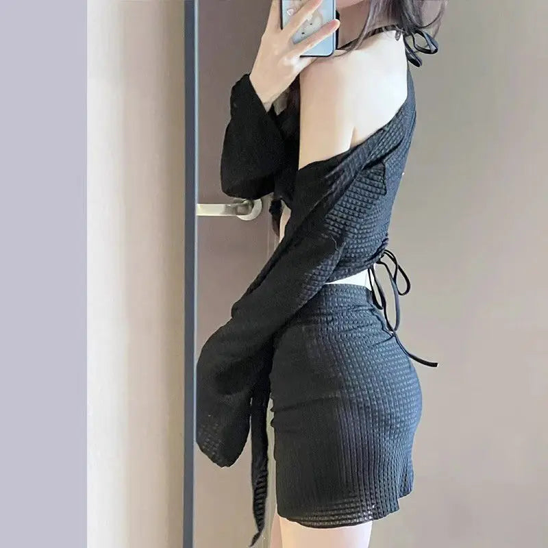2025 New Swimsuit for Women, High-end Split Four-piece Bikini Sexy Slimming Small Breasts Gathered for Seaside Vacation