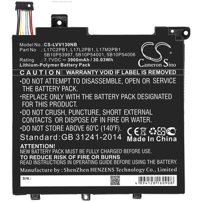 100% NEW 7.7V 3900mAh Battery 5B10P53997 L17C2PB1 L17L2PB1 for Lenovo V330-14IKB, V330-14ARR(81B1), v130-14igm 81hm