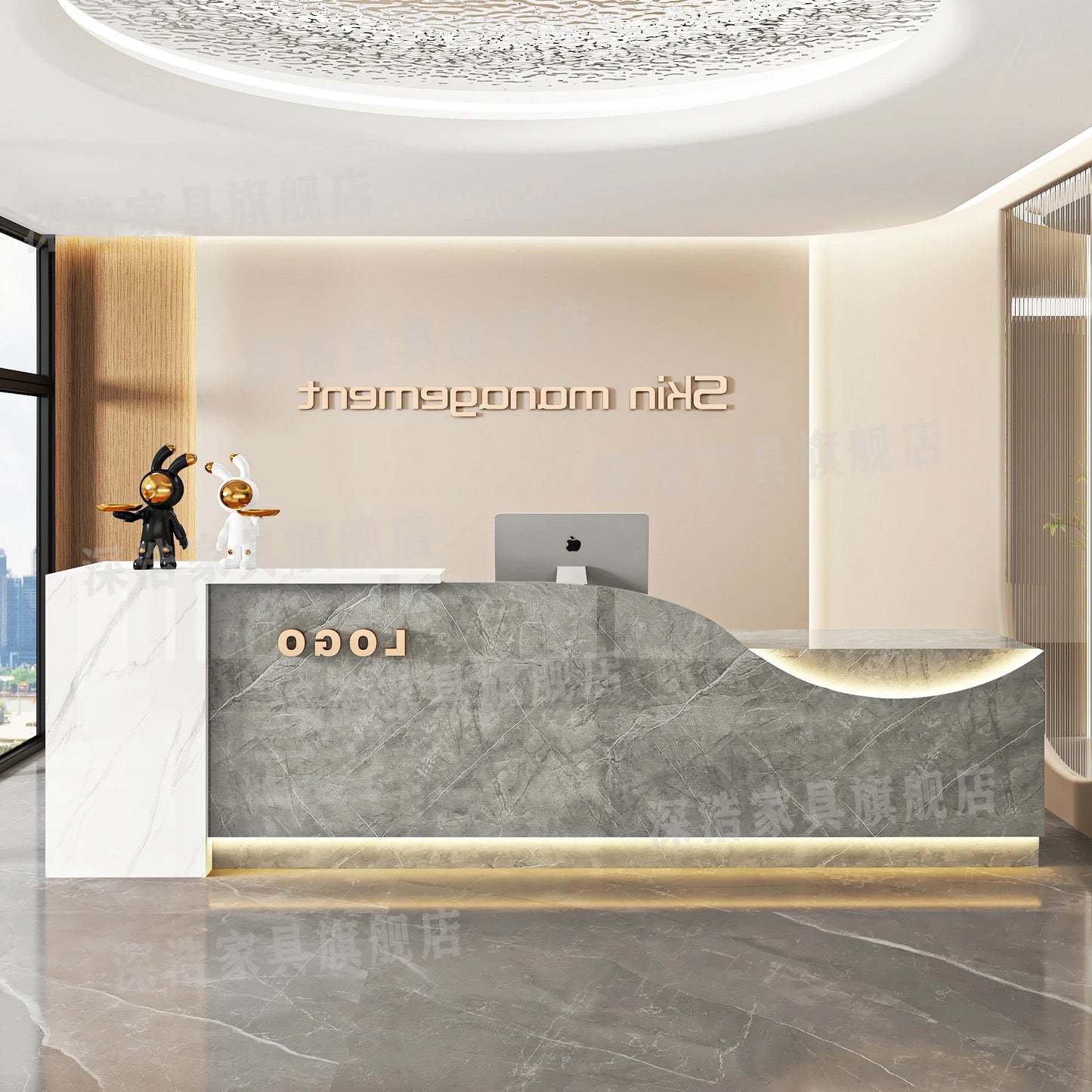 Customized Equipment Reception Desk Beauty Simple Creative Aesthetic Reception Desks Trendy Luxury Mostrador Office Furniture