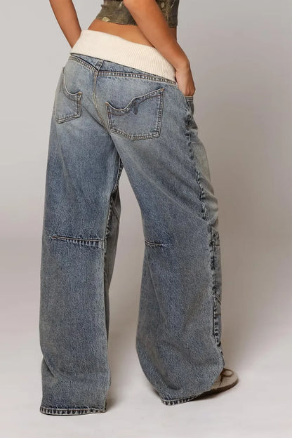2024 Jeans Women Hip Hop Street Casual Wear High Waist Teen Straight Leg Wide Leg Pants Y2k Street Wear