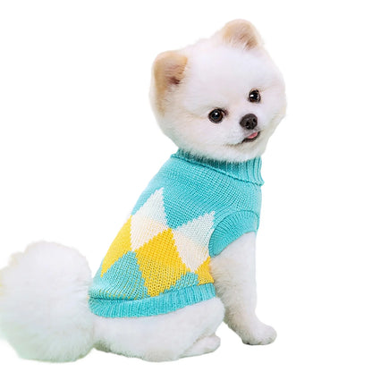 Pet Knit Sweater Autumn Winter Warm Elastic Turtleneck Two Leg Dog Cat Clothing Multi Color Striped Pattern Pet Apparel