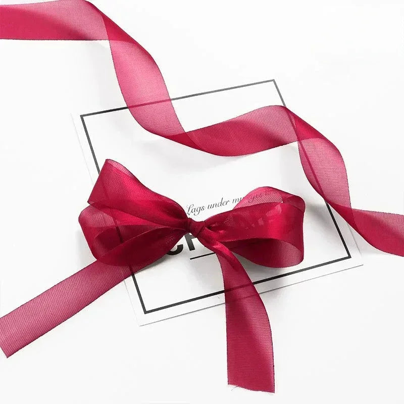 Beautiful Translucent Chiffon Ribbons 2.5cm Width DIY Handicraft Bowknot Festival Gift Box Packing Ribbons