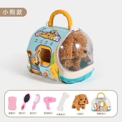 New Children's Simulation of Electric Plush Animal Toys, Play House Gifts for Boys and Girls with Sound Pet Toy Sets with Cages！