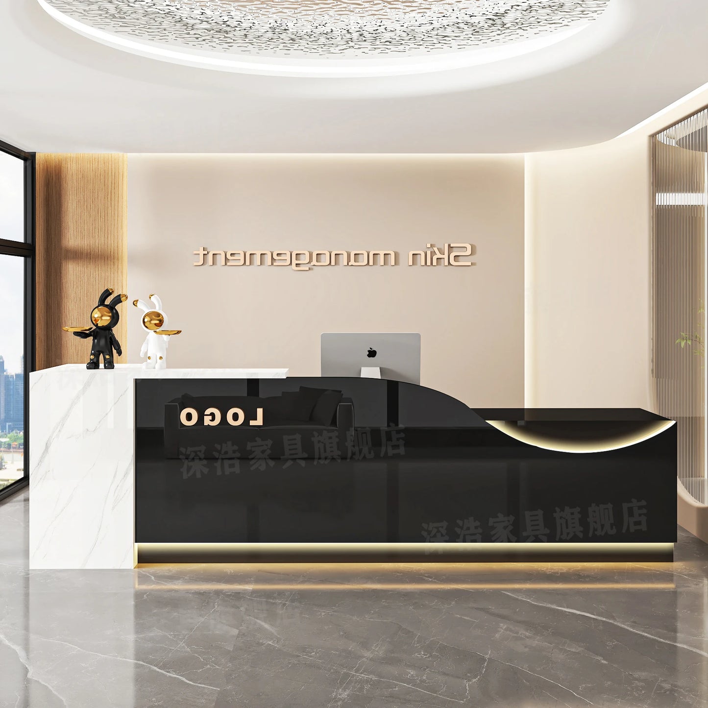 Customized Equipment Reception Desk Beauty Simple Creative Aesthetic Reception Desks Trendy Luxury Mostrador Office Furniture