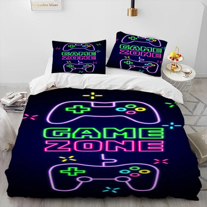 Cartoon Gamer Game Controller Comforter Bedding Set,Duvet Cover Bed Set Quilt Cover Pillowcase,King Queen Size Bedding Set Child