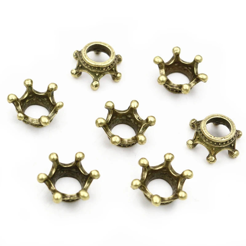 20pcs 14.5x6mm Alloy Loose Spacer Crown Beads Gold Silver Bronze Color Charms Beads for DIY Jewelry Making Bracelet Accessories