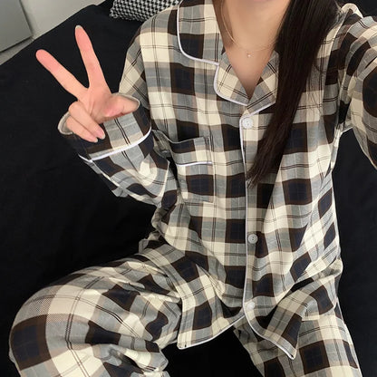 Sweet Style Home Clothes Spring and Autumn Long Sleeved Pajamas Women's Dormitories Can Be Worn Outside