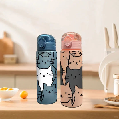 780ml 3D Printed Cute Cartoon Water Bottle Leakproof Plastic Straw Cup Portable Outdoor Large Capacity Sports Water Bottle