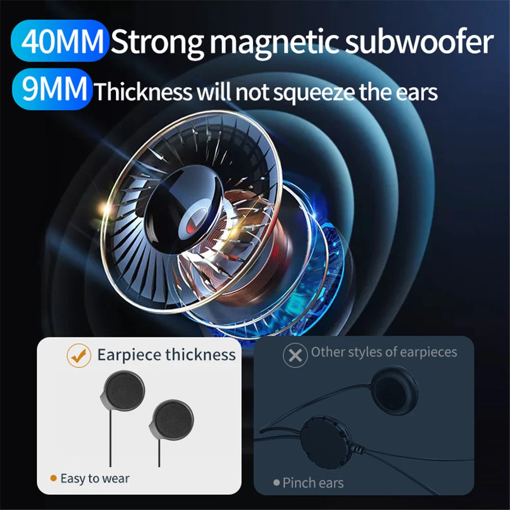 Motorcycle Helmet Headset Bluetooth Earphone Wireless Handsfree Mic Headphones Music Player Voice Control For Motorbike Rider