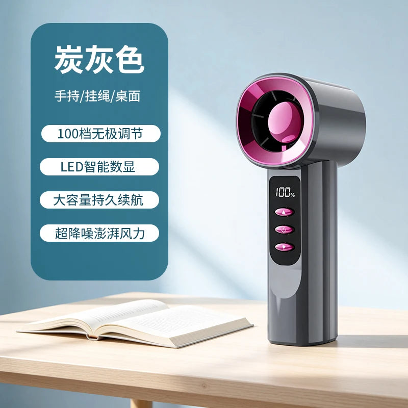 Portable Mini Handheld Fan With 100 Levels,  High-Speed Drive, Turbo Cooling,Outdoor Handheld Fan With LED Display Screen 12m/s