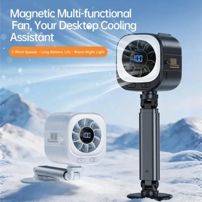 Portable Fan USB Rechargeable 3000mAh 15000RPM High Speed Brushless Motor 6-in-1 Mini Fan with Magnetic Base for Travel Stroller