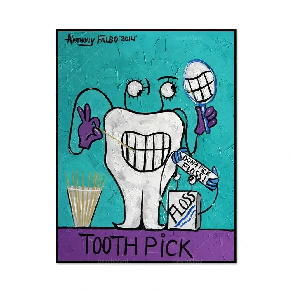 Modern Dental Art Teeth Canvas Painting for Home Living Room  Bedroom Wall Decor Stylish Poster Print