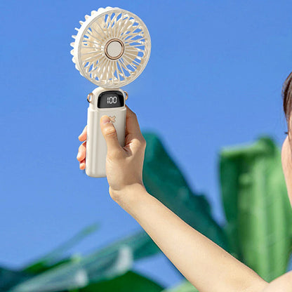 Portable Mini Handheld Fan with Desktop Phone Holder 1800mAh Electric Fan 3-speed USB Charging Outdoor Neck Hanging Cooling Fan