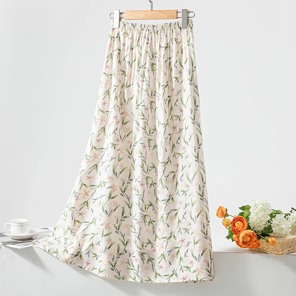 New 2024 Elegant Women Tulle Skirt Korean Fashion Boho Floral A Line Ladies Pleated Skirt Summer Chic High Waist Party Vestidos