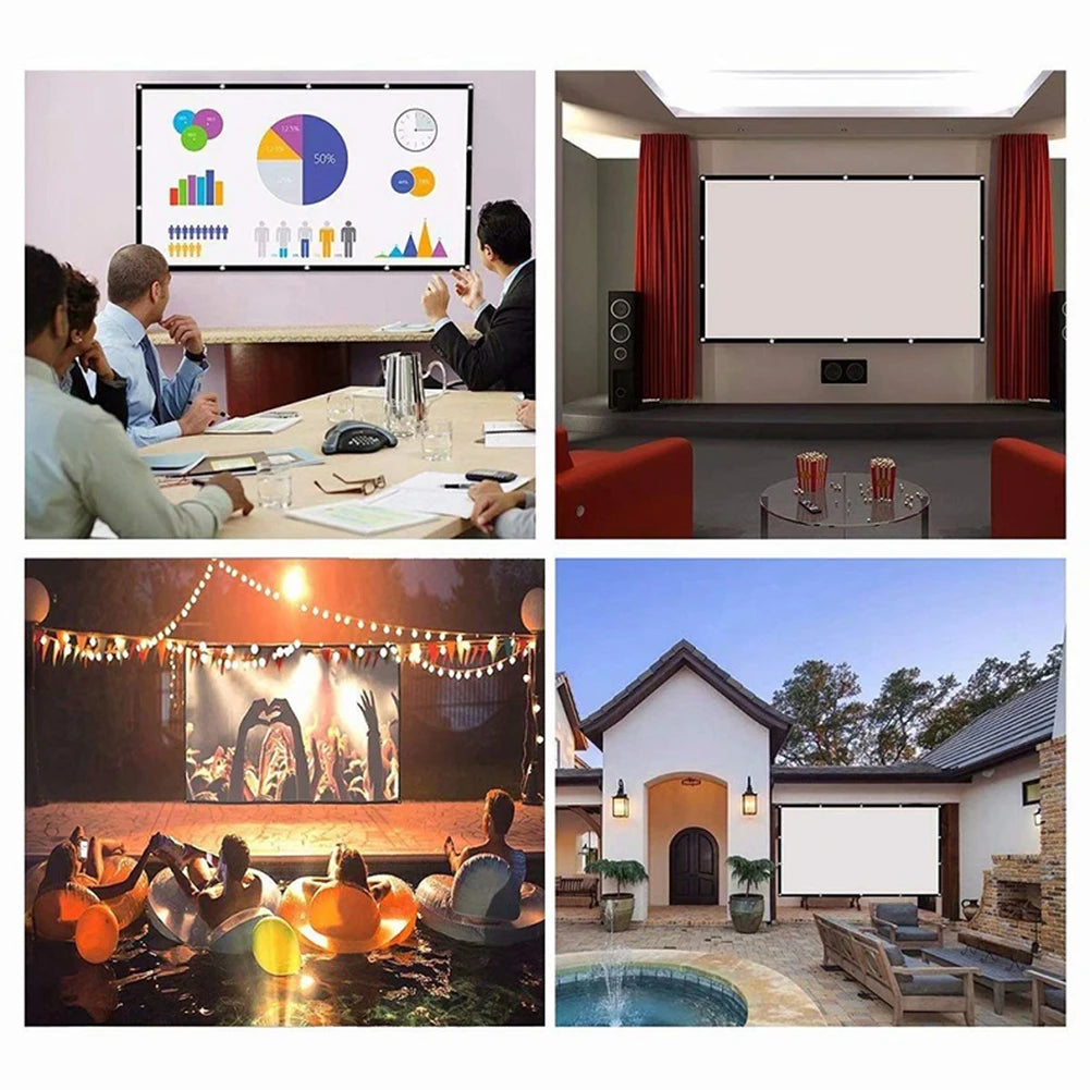 Portable Projector Screen Simple Curtain 60 72 84 100 120 150 Inches Projection Screens 16:9 for Home Outdoor Office Projector