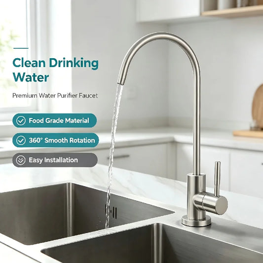 304 Stainless Steel Drinking Water Filter Faucet, Single Cold Kitchen Purifier Tap for Sink, Home Direct Flow Filtration Faucet