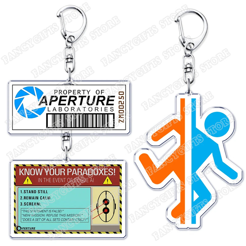 Popular Video Game Keychains for Accessories Bag Glados Aperture Laboratories Science Keyrings Jewelry Gamer Fans Gaming Gifts