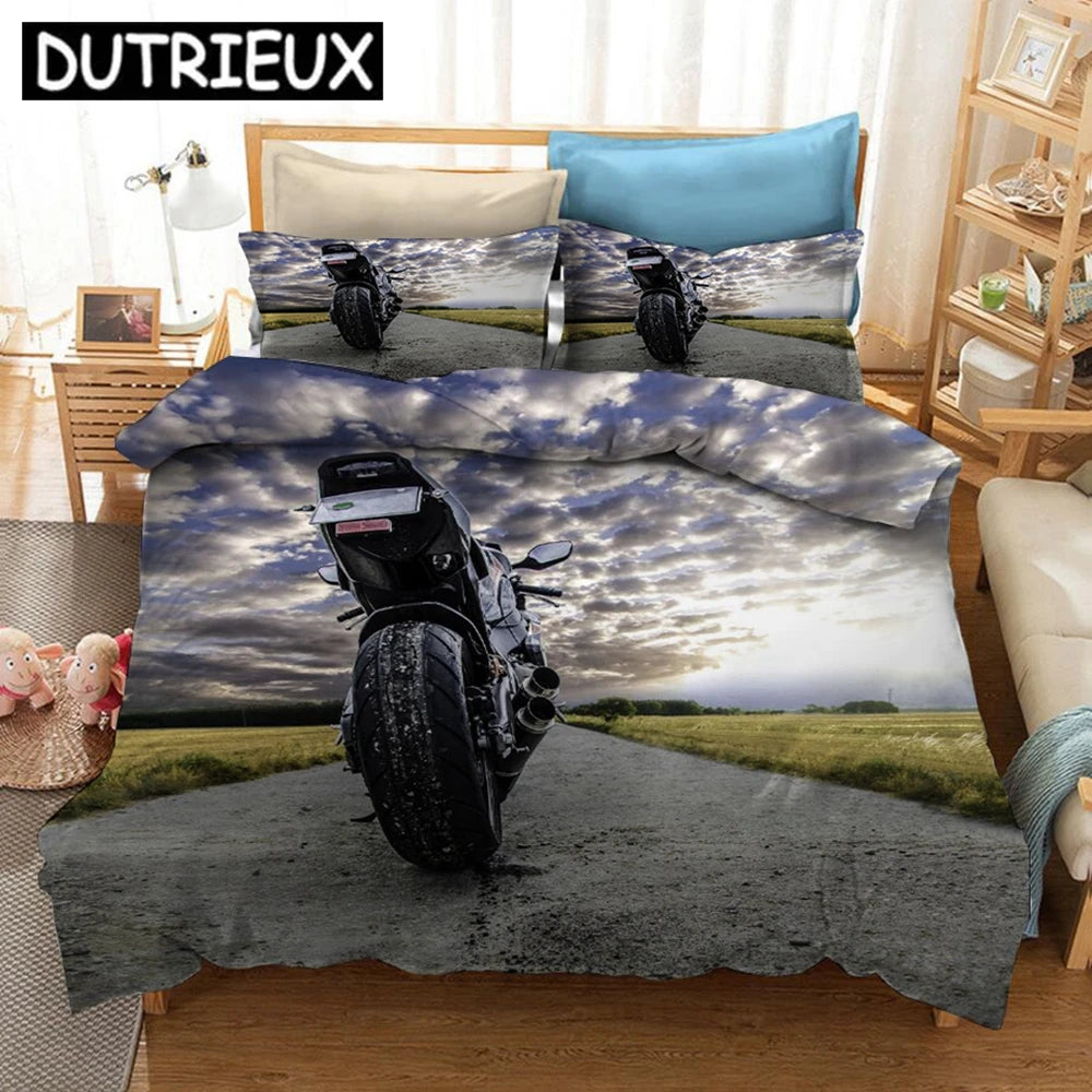 Motorcycle 3D Printed Bedding Set Duvet Covers Pillowcases Comforter Bedding Set Bedclothes Bed Linen