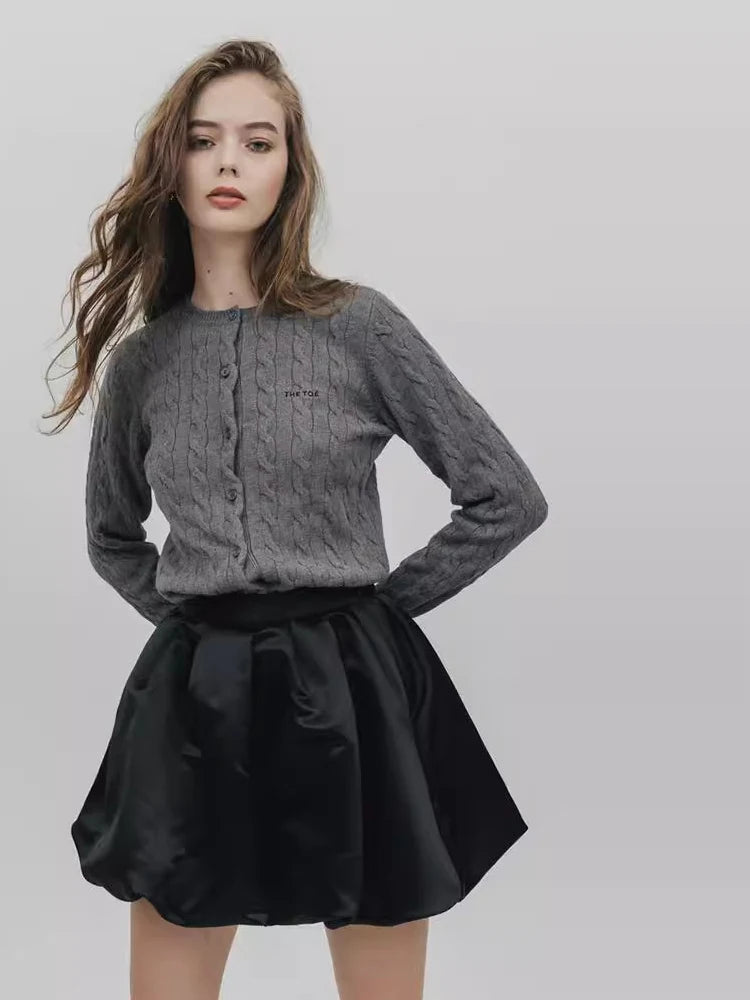 Lautaro Spring Summer Sweet Cute Soft Shiny Satin Mini Bud Skirt Women with Shorts High Waist  Short Luxury Designer Clothes