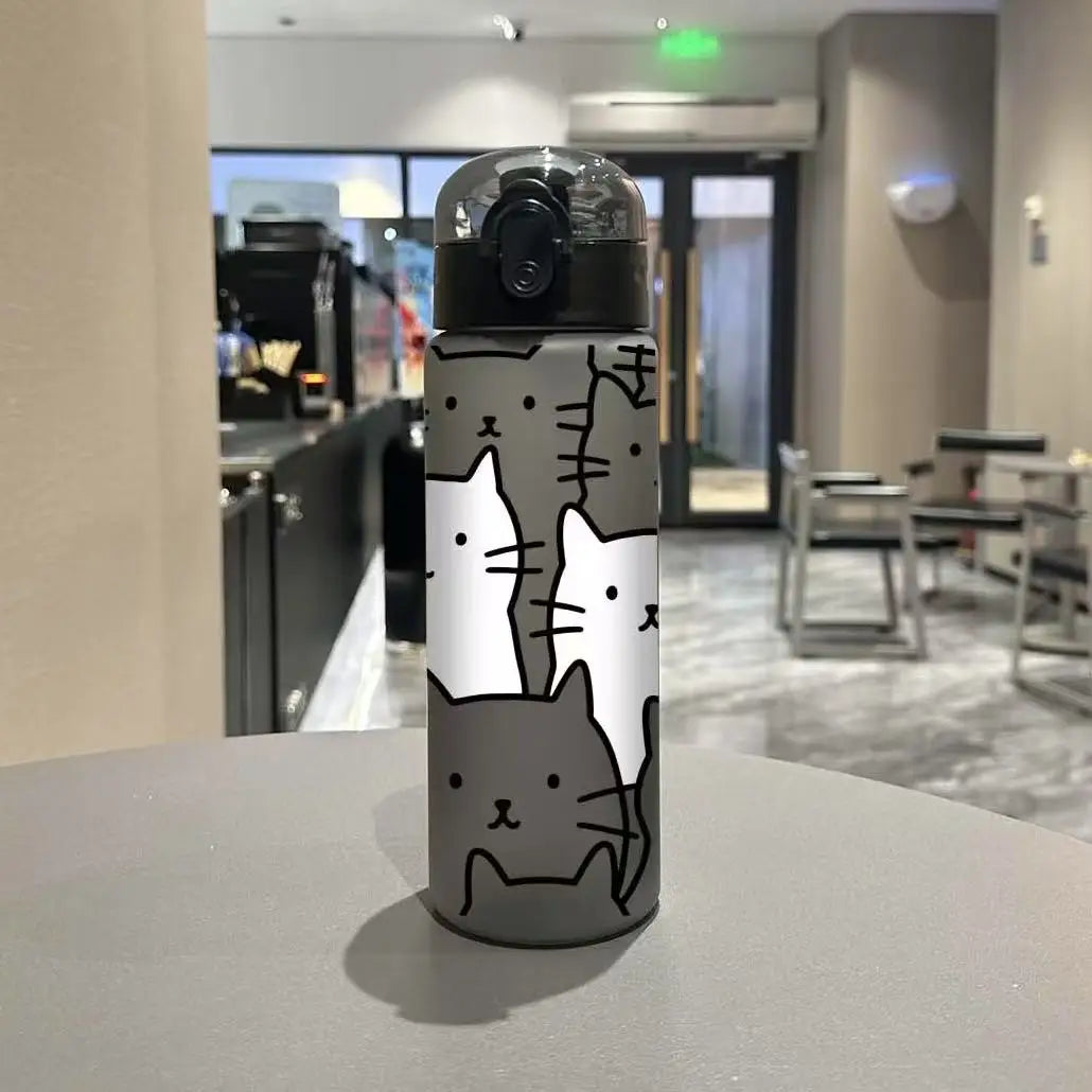 780ml 3D Printed Cute Cartoon Water Bottle Leakproof Plastic Straw Cup Portable Outdoor Large Capacity Sports Water Bottle