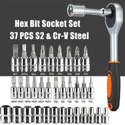New 46-piece Socket Wrench Toolbox Auto Repair Team Wrench Socket Wrench Ratchet Wrench Set Home