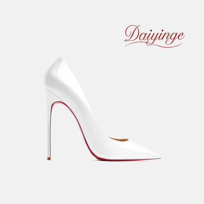 Heels For women 2026 Trend Leather Luxury Red Bottom High Heels 12cm Pointed Toe Stiletto Pumps Elegant Sexy Party Wedding Shoes