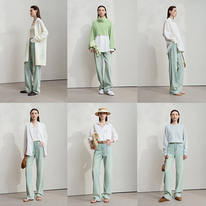 AMII Minimalist Jeans Pants Women 2025 Autumn New Classic Lady Trousers Cotton Straight Casual Woman Loose Denim Pants 12543031